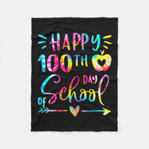 Dye Happy 100th Day School Teacher Student 100 Day Fleece Blanket