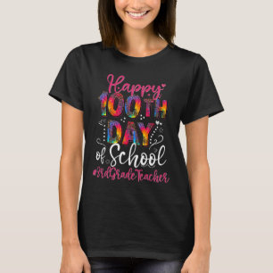 Dye Leopard Happy 100th Day Of School 3rd Grade Te T-Shirt