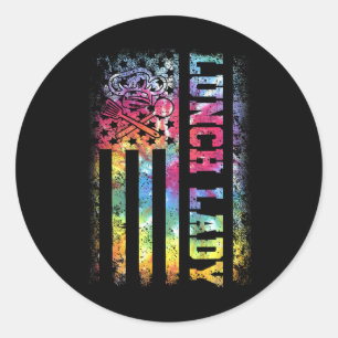 Dye Us Flag Lunch Lady Back To School  Classic Round Sticker