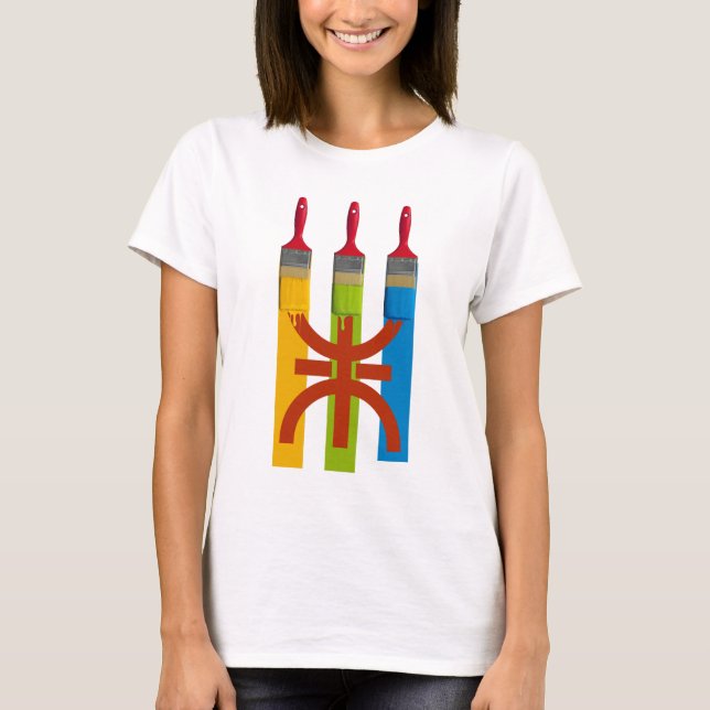 Dyeing brush paint the Amazigh flag T-Shirt (Front)