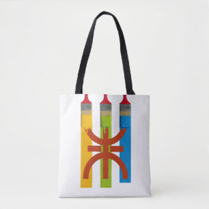 Dyeing brush paint the Amazigh flag Tote Bag
