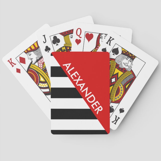 DYI Background Blk Stripe 2 Bold Triangles Red Playing Cards (Back)