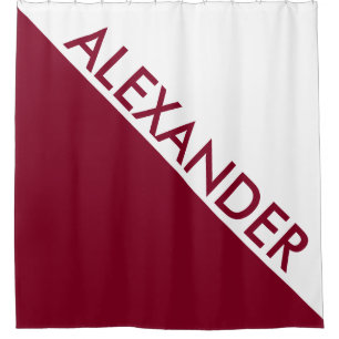 DYI + Burgundy 2 Bold Triangles Diag Monogram Shower Curtain