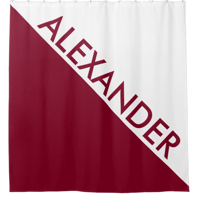 DYI + Burgundy 2 Bold Triangles Diag Monogram Shower Curtain (Front)