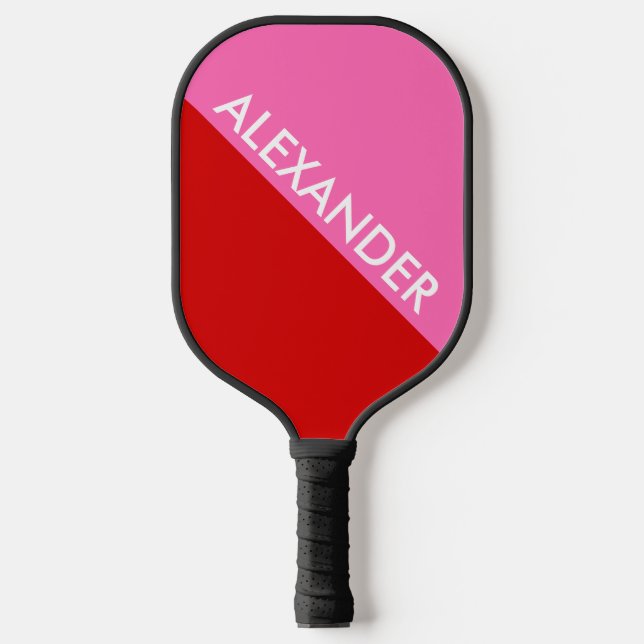DYI Colours, Red BG Hot Pink Colour Block S Pickleball Paddle (Front)