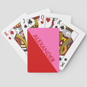 DYI Colours, Red BG Hot Pink Colour Block S Playin Playing Cards