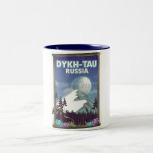 Dykh-Tau Russia travel poster. Two-Tone Coffee Mug