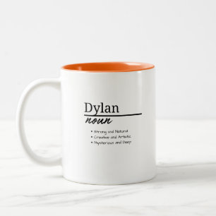 Dylan, Boy Personalised Name Definition Two-Tone Coffee Mug