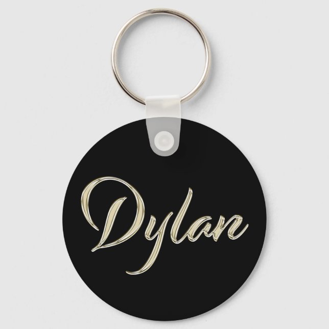 Dylan Name whitegold Button Schlüsselanhänger Key Ring (Front)