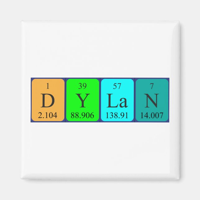 Dylan periodic table name magnet (Front)