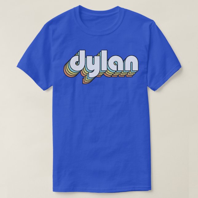 Dylan Retro Rainbow Typography Faded Style T-Shirt (Design Front)