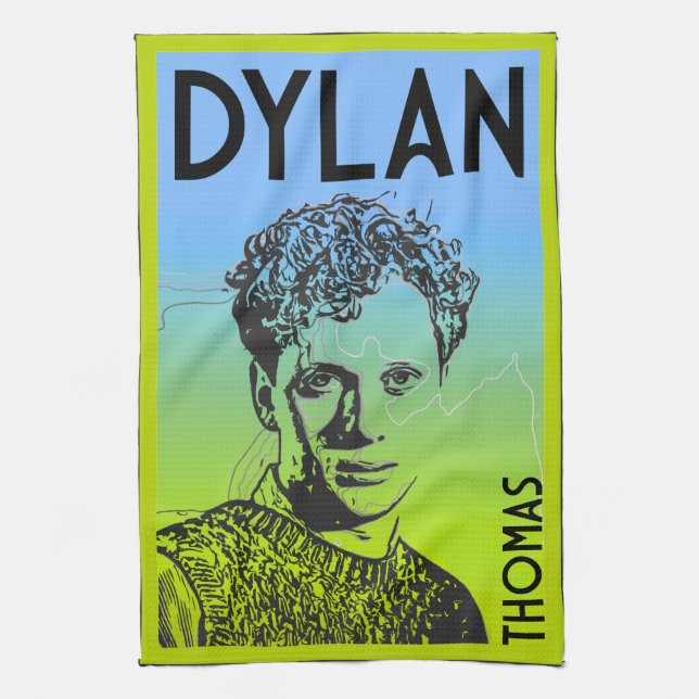 Dylan Thomas Welsh Poet Tea Towel (Vertical)