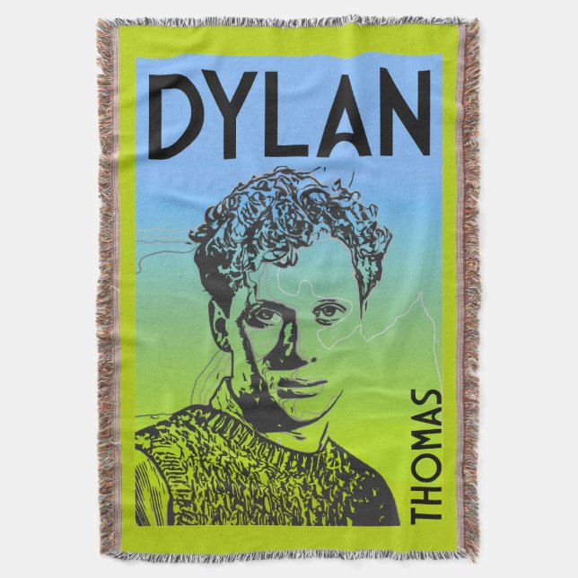 Dylan Thomas Welsh Poet Throw Blanket (Front Vertical)