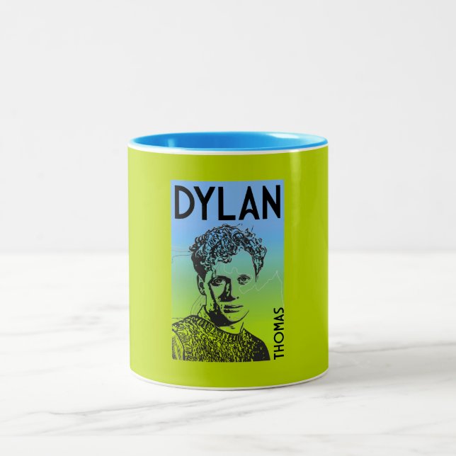 Dylan Thomas Welsh Poet Two-Tone Coffee Mug (Center)