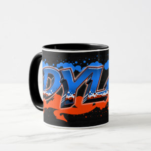 Dylan Vorname Name Graffiti blue orange Tasse Mug