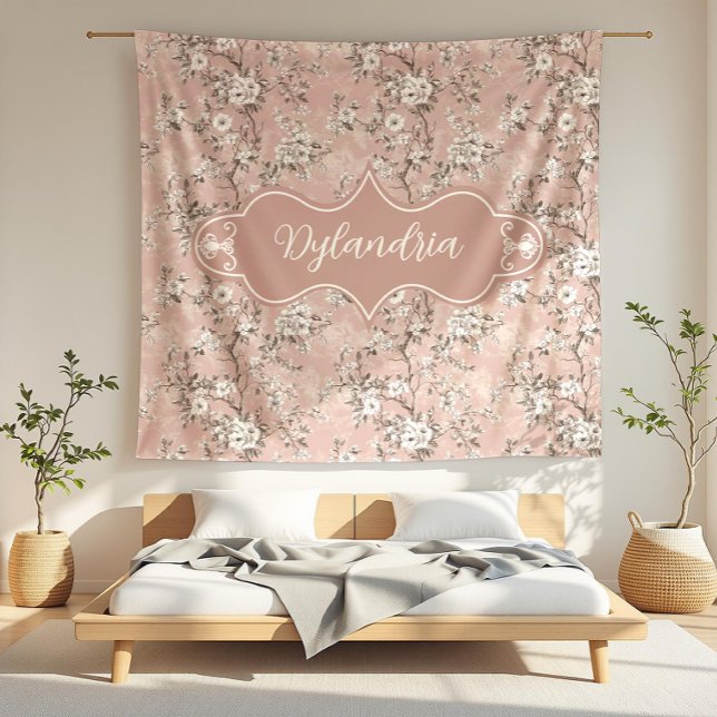Dylandria Vintage Dusty Rose Pink Fleece Blanket (detail)