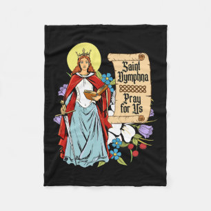 Dymphna Purity Lily Patron Saint Mental Health Cat Fleece Blanket