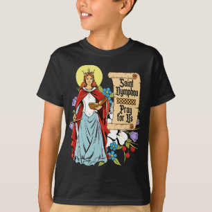 Dymphna Purity Lily Patron Saint Mental Health Cat T-Shirt