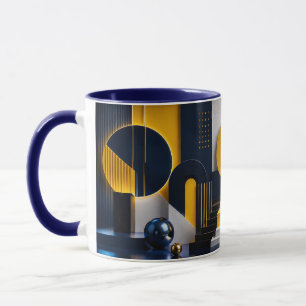 Dynamic Abstract Art with Navy, Gold, and Marble Mug