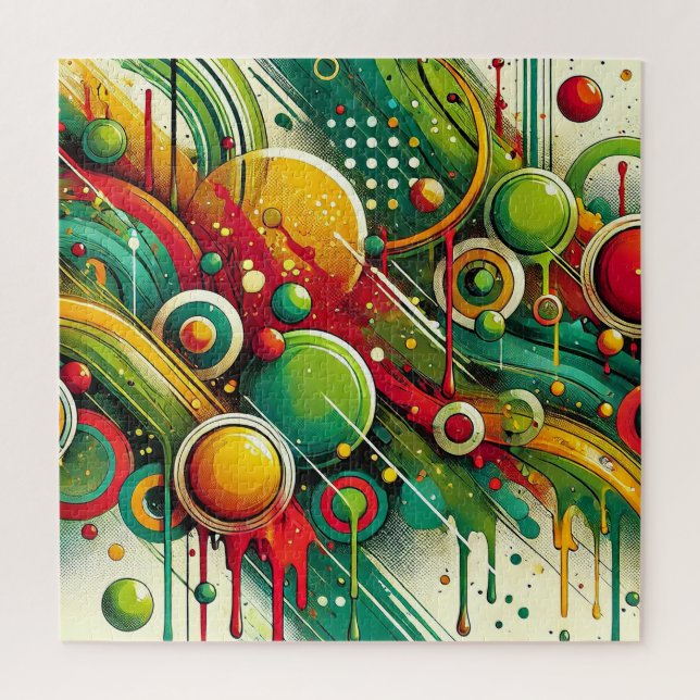 Dynamic Abstract Artwork with Colourful Circles Jigsaw Puzzle (Vertical)
