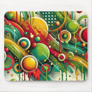 Dynamic Abstract Artwork with Colourful Circles Mouse Pad