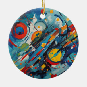 Dynamic Abstract Composition Celestial Collision Ceramic Tree Decoration