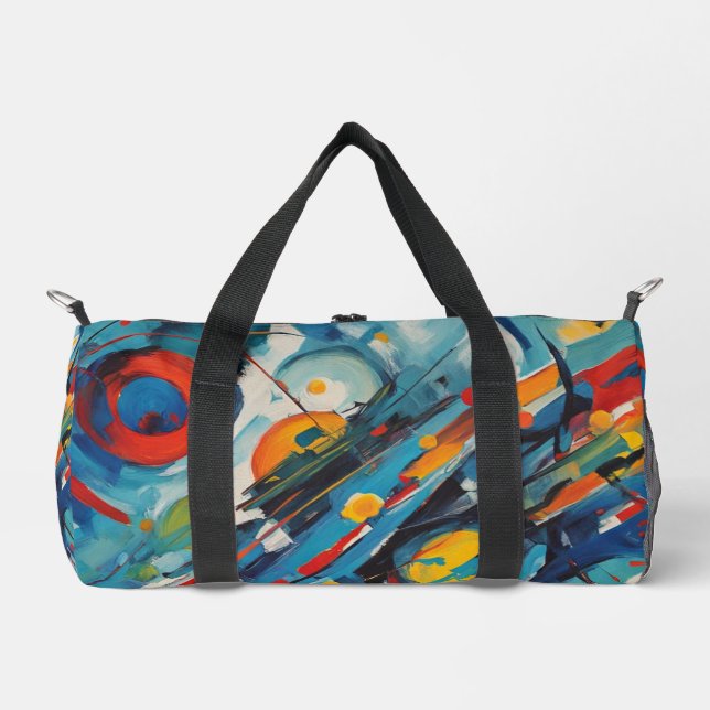 Dynamic Abstract Composition Celestial Collision Duffle Bag (Front)