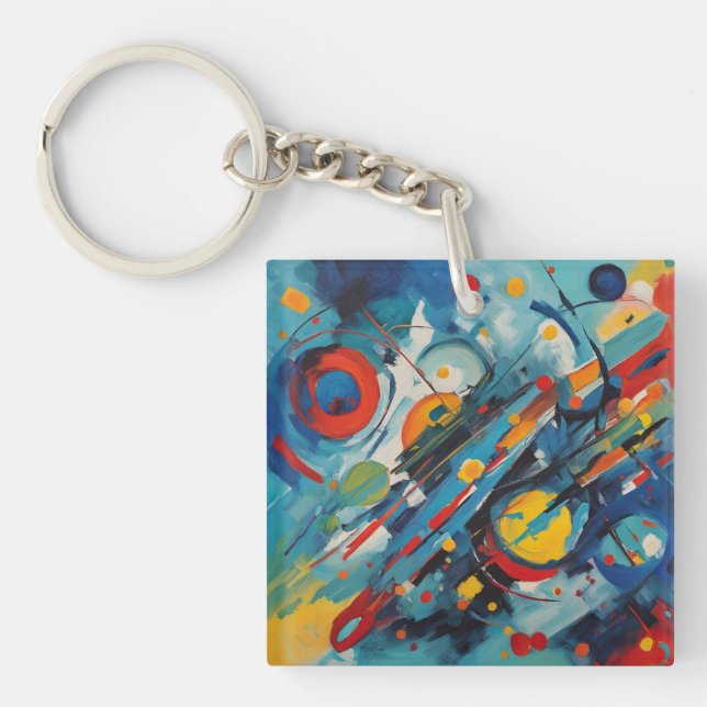 Dynamic Abstract Composition Celestial Collision Key Ring (Front)