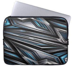 Dynamic Abstract Design of Interlocking Metallics Laptop Sleeve