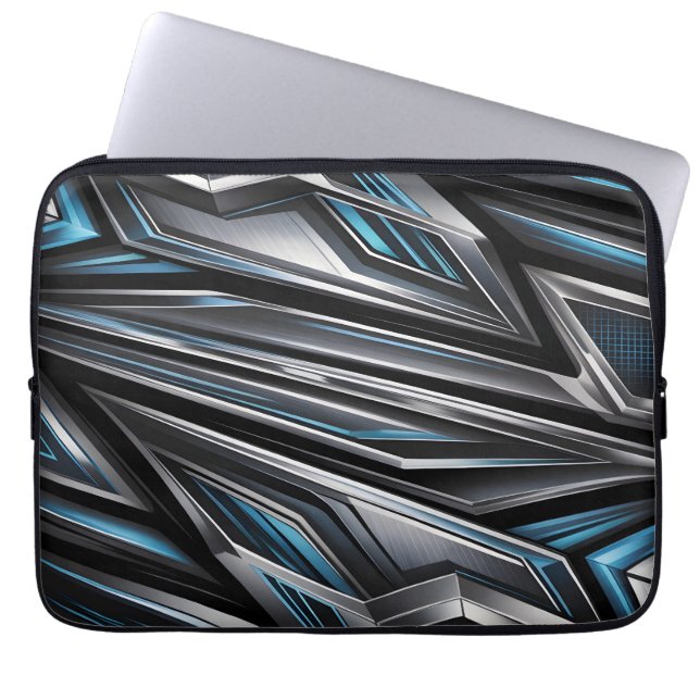 Dynamic Abstract Design of Interlocking Metallics Laptop Sleeve (Front)