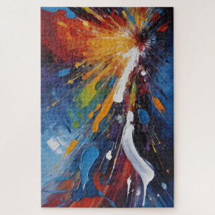 Dynamic Abstract Explosion Colourful Oil Painting Jigsaw Puzzle