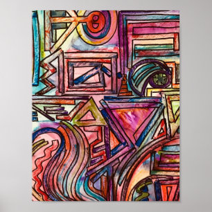 Dynamic-Abstract Geometric Art Poster