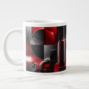 Dynamic Abstract Geometric Art Red And Black Gift Large Coffee Mug