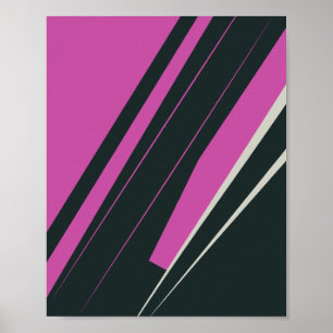 Dynamic Abstract Lines in Fuchsia and Black Poster