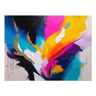 Dynamic Abstract Oil Painting, Thick Brush Strokes Photo Print