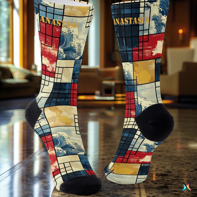 Dynamic Abstract : Retro Geometric Meets Ocean Socks (Creator Uploaded)