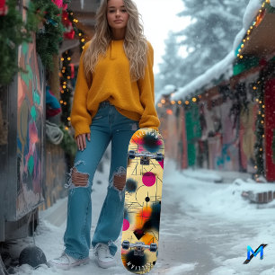 Dynamic Abstract Shapes with Geometric Patterns  Skateboard