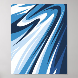 Dynamic Abstract Wave in Blue Hues Poster