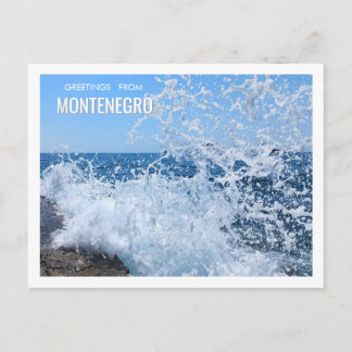 Dynamic Adriatic Sea Splash in Petrovac Montenegro Postcard