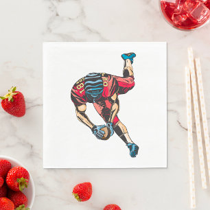Dynamic American Football Player Touchdown Napkin
