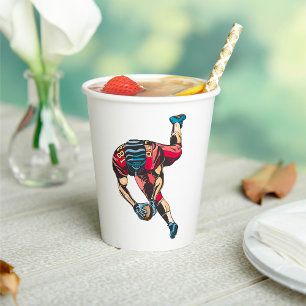 Dynamic American Football Player Touchdown Paper Cups