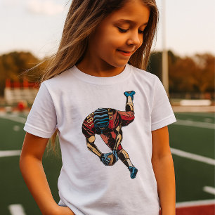 Dynamic American Football Player Touchdown T-Shirt