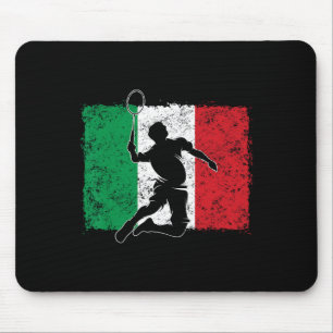 Dynamic Badminton Player Italian Flag Leap  Mouse Pad