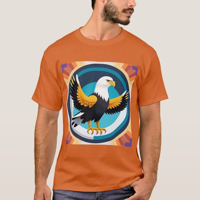 Dynamic Bald Eagle in Artistic Illustration T-Shirt (Front)