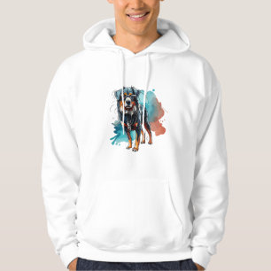 Dynamic Bernese Dog Ink Drawing Watercolor Splash Hoodie