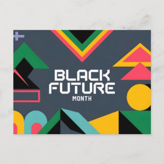 Dynamic Black Future Month Abstract Geometric Des Holiday Postcard