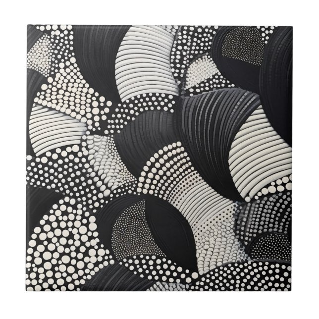 Dynamic Black White - Geometric Organic Flow Tile (Front)