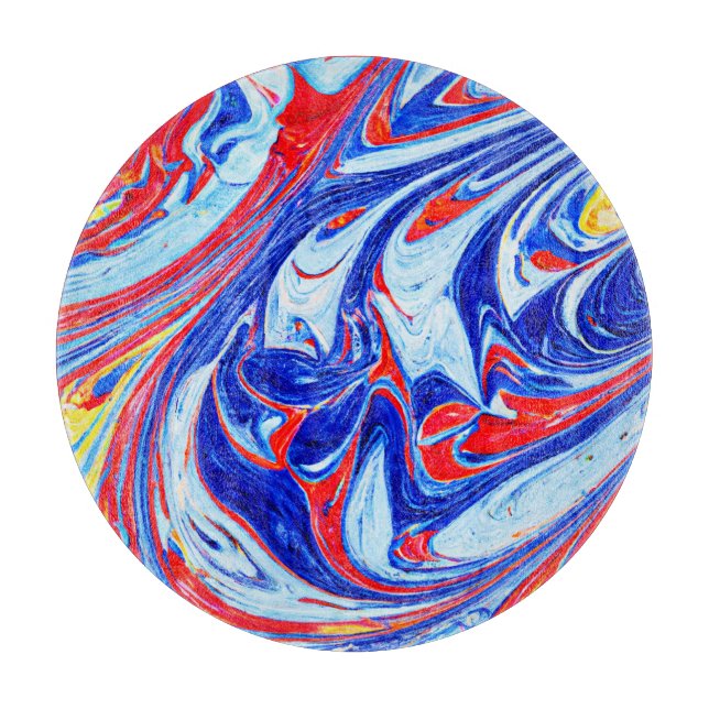 Dynamic Blue Abstract Pattern Design Cutting Board (Front)