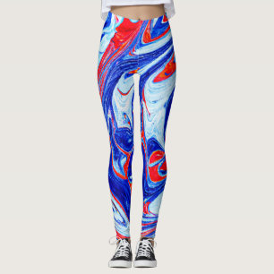 Dynamic Blue Abstract Pattern Design Leggings