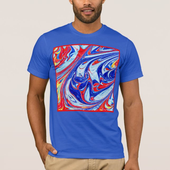 Dynamic Blue Abstract Pattern Design T-Shirt (Front)